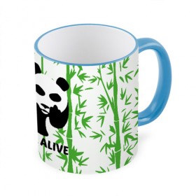 Кружка с принтом Still Alive в Екатеринбурге, керамика | ёмкость 330 мл | Тематика изображения на принте: alive | bamboo | green | greenpeace | panga | peace | still | бамбук | грин | гринпис | живая | живой | зеленый | мир | панда | панды | пис