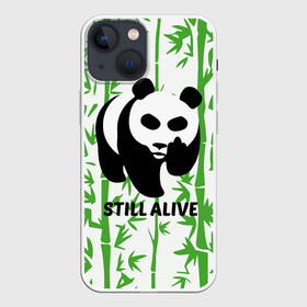 Чехол для iPhone 13 mini с принтом Still Alive в Екатеринбурге,  |  | Тематика изображения на принте: alive | bamboo | green | greenpeace | panga | peace | still | бамбук | грин | гринпис | живая | живой | зеленый | мир | панда | панды | пис