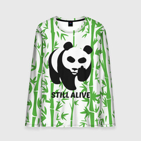 Мужской лонгслив 3D с принтом Still Alive в Екатеринбурге, 100% полиэстер | длинные рукава, круглый вырез горловины, полуприлегающий силуэт | alive | bamboo | green | greenpeace | panga | peace | still | бамбук | грин | гринпис | живая | живой | зеленый | мир | панда | панды | пис