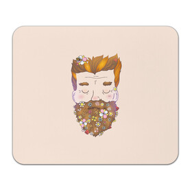 Коврик для мышки прямоугольный с принтом Бородач в Екатеринбурге, натуральный каучук | размер 230 х 185 мм; запечатка лицевой стороны | Тематика изображения на принте: beard | beards | hipster | man | men | борода | бородач | бородачей | бороды | культ | люблю | пчела | усы | хипстер | цветы | чел | человек