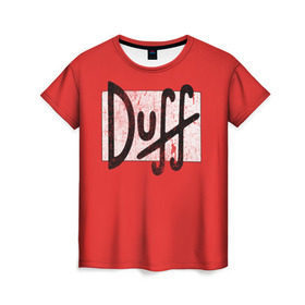 Женская футболка 3D с принтом Duff Beer в Екатеринбурге, 100% полиэфир ( синтетическое хлопкоподобное полотно) | прямой крой, круглый вырез горловины, длина до линии бедер | beer | donut | duff | fun | homer | joke | simpson | simpsons | гомер | дафф | пончик | прикол | приколы | симпсон | симпсоны