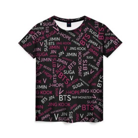 Женская футболка 3D с принтом BTS в Екатеринбурге, 100% полиэфир ( синтетическое хлопкоподобное полотно) | прямой крой, круглый вырез горловины, длина до линии бедер | bangtan boys | beyond the scene | bts | k pop | music | арэм | ви | джей хоуп | джин | музыка | состав | сюга | чимин | чонгук