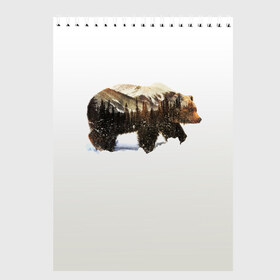 Скетчбук с принтом Лесной Медведь в Екатеринбурге, 100% бумага
 | 48 листов, плотность листов — 100 г/м2, плотность картонной обложки — 250 г/м2. Листы скреплены сверху удобной пружинной спиралью | bear | bears | forest | snow | tree | trees | winter | гора | горы | деревья | зима | лес | лесной | медведи | медведь | мишка | мишки | снег