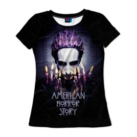 Женская футболка 3D с принтом American Horror Story в Екатеринбурге, 100% полиэфир ( синтетическое хлопкоподобное полотно) | прямой крой, круглый вырез горловины, длина до линии бедер | 8 сезон | american | apocalypse | horror | story | американская | апокалипсис | история | сериал | ужасов