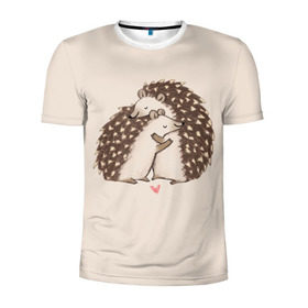 Мужская футболка 3D спортивная с принтом Любовь Ежиков в Екатеринбурге, 100% полиэстер с улучшенными характеристиками | приталенный силуэт, круглая горловина, широкие плечи, сужается к линии бедра | cute | heart | hedgehog | hedgehogs | love | ежи | ежик | ежики | иголки | лапки | любовь | милый | обнимашки | пузико | пузо | сердечки | сердечко | смешной | ушки