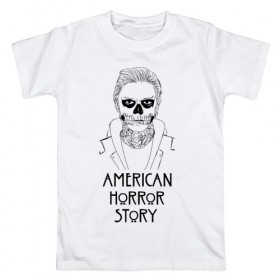Мужская футболка хлопок с принтом American horror story в Екатеринбурге, 100% хлопок | прямой крой, круглый вырез горловины, длина до линии бедер, слегка спущенное плечо. | american horror story | tate | американская история ужасов | сериал | ужасы