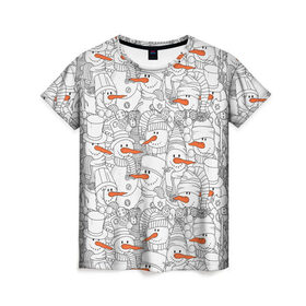 Женская футболка 3D с принтом Снеговики в Екатеринбурге, 100% полиэфир ( синтетическое хлопкоподобное полотно) | прямой крой, круглый вырез горловины, длина до линии бедер | 2019 | вёдра | верховный | год | искусство | картинка | круто | лучший | мода | молодёжная | морковка | новый год | печенья | подарок | поздравление | праздник | рисунок | рождество | с новым годом