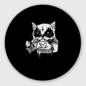 Коврик круглый с принтом Dark Cat в Екатеринбурге, резина и полиэстер | круглая форма, изображение наносится на всю лицевую часть | cat | cats | dark | kitten | kitty | pussy | satan | дикий | злой | кот | котенок | котик | котики | коты | котята | кошка | кошки | мрачный | сатанист | черный