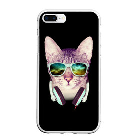 Чехол для iPhone 7Plus/8 Plus матовый с принтом Кот в Наушниках в Екатеринбурге, Силикон | Область печати: задняя сторона чехла, без боковых панелей | cat | cats | kitten | kitty | pussy | диджей | кот | котенок | котик | котики | коты | котята | кошка | кошки | наушники | очки
