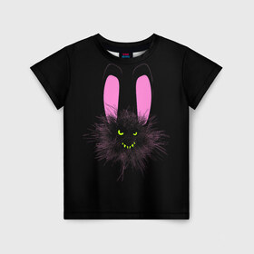 Детская футболка 3D с принтом Мрачный Зайчик в Екатеринбурге, 100% гипоаллергенный полиэфир | прямой крой, круглый вырез горловины, длина до линии бедер, чуть спущенное плечо, ткань немного тянется | creepy | ear | ears | rabbit | rabbits | scary | spooky | жуткий | зайцы | зайчик | зайчики | заяц | кролик | кролики | мрачный | страшный | ухо | уши | ушки
