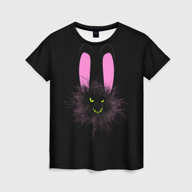 Женская футболка 3D с принтом Мрачный Зайчик в Екатеринбурге, 100% полиэфир ( синтетическое хлопкоподобное полотно) | прямой крой, круглый вырез горловины, длина до линии бедер | creepy | ear | ears | rabbit | rabbits | scary | spooky | жуткий | зайцы | зайчик | зайчики | заяц | кролик | кролики | мрачный | страшный | ухо | уши | ушки