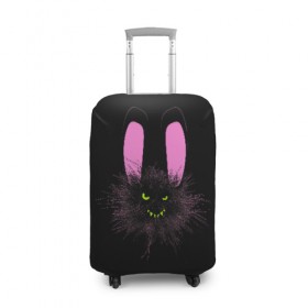 Чехол для чемодана 3D с принтом Мрачный Зайчик в Екатеринбурге, 86% полиэфир, 14% спандекс | двустороннее нанесение принта, прорези для ручек и колес | creepy | ear | ears | rabbit | rabbits | scary | spooky | жуткий | зайцы | зайчик | зайчики | заяц | кролик | кролики | мрачный | страшный | ухо | уши | ушки