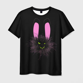 Мужская футболка 3D с принтом Мрачный Зайчик в Екатеринбурге, 100% полиэфир | прямой крой, круглый вырез горловины, длина до линии бедер | creepy | ear | ears | rabbit | rabbits | scary | spooky | жуткий | зайцы | зайчик | зайчики | заяц | кролик | кролики | мрачный | страшный | ухо | уши | ушки