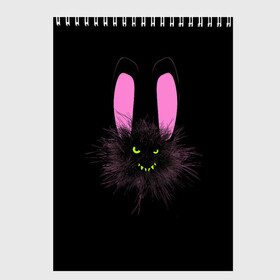 Скетчбук с принтом Мрачный Зайчик в Екатеринбурге, 100% бумага
 | 48 листов, плотность листов — 100 г/м2, плотность картонной обложки — 250 г/м2. Листы скреплены сверху удобной пружинной спиралью | creepy | ear | ears | rabbit | rabbits | scary | spooky | жуткий | зайцы | зайчик | зайчики | заяц | кролик | кролики | мрачный | страшный | ухо | уши | ушки