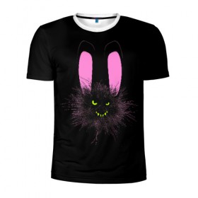 Мужская футболка 3D спортивная с принтом Мрачный Зайчик в Екатеринбурге, 100% полиэстер с улучшенными характеристиками | приталенный силуэт, круглая горловина, широкие плечи, сужается к линии бедра | creepy | ear | ears | rabbit | rabbits | scary | spooky | жуткий | зайцы | зайчик | зайчики | заяц | кролик | кролики | мрачный | страшный | ухо | уши | ушки