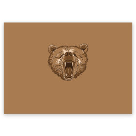 Поздравительная открытка с принтом Бурый Медведь в Екатеринбурге, 100% бумага | плотность бумаги 280 г/м2, матовая, на обратной стороне линовка и место для марки
 | bear | bears | brown | russia | russian | бурый | коричневый | косматый | лапы | медведи | медведь | россия | русский | хвост | хищник
