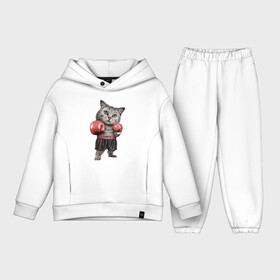 Детский костюм хлопок Oversize с принтом Кот боксёр в Екатеринбурге,  |  | Тематика изображения на принте: боец | бокс | боксёр | кот | котёнок | кошак | кошка | кулак | спорт | шорты