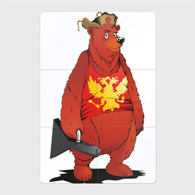 Магнитный плакат 2Х3 с принтом Мишка с футляром в Екатеринбурге, Полимерный материал с магнитным слоем | 6 деталей размером 9*9 см | балалайка | красный | медведь | патриот | россия | русь | ушанка | футляр