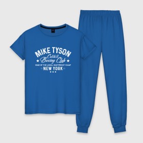 Женская пижама хлопок с принтом Майк Тайсон в Екатеринбурге, 100% хлопок | брюки и футболка прямого кроя, без карманов, на брюках мягкая резинка на поясе и по низу штанин | myke tyson | бокс | боксер | железный майк | нокаут
