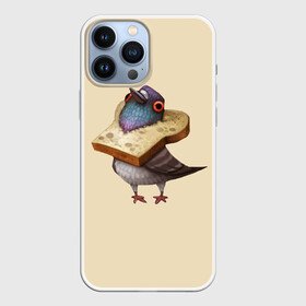 Чехол для iPhone 13 Pro Max с принтом Голубь и Хлебушек в Екатеринбурге,  |  | bird | birds | bread | dove | doves | fly | wing | wings | голуби | голубь | клюв | когти | крыло | крылышки | крылья | полет | птица | птицы | птичка | птички | хлеб