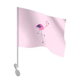 Флаг для автомобиля с принтом Фламинго в Екатеринбурге, 100% полиэстер | Размер: 30*21 см | bird | birds | fly | wing | wings | клюв | когти | крыло | крылышки | крылья | полет | птица | птицы | птичка | птички | фламинго