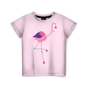 Детская футболка 3D с принтом Фламинго в Екатеринбурге, 100% гипоаллергенный полиэфир | прямой крой, круглый вырез горловины, длина до линии бедер, чуть спущенное плечо, ткань немного тянется | bird | birds | fly | wing | wings | клюв | когти | крыло | крылышки | крылья | полет | птица | птицы | птичка | птички | фламинго