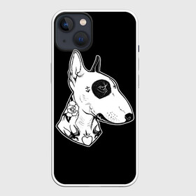 Чехол для iPhone 13 с принтом Бультерьер в Екатеринбурге,  |  | dog | dogs | tattoo | бультерьер | пес | псы | собака | собакен | собаки | собачка | собачки | татуировка | татуировки | щенки | щенок | щеночек | щеночки