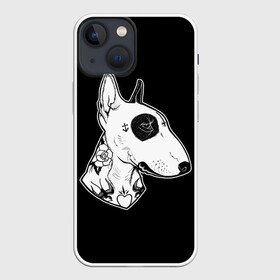 Чехол для iPhone 13 mini с принтом Бультерьер в Екатеринбурге,  |  | dog | dogs | tattoo | бультерьер | пес | псы | собака | собакен | собаки | собачка | собачки | татуировка | татуировки | щенки | щенок | щеночек | щеночки