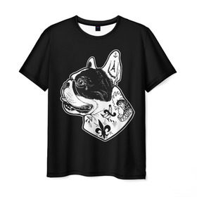 Мужская футболка 3D с принтом Французский Бульдог в Екатеринбурге, 100% полиэфир | прямой крой, круглый вырез горловины, длина до линии бедер | Тематика изображения на принте: bulldog | dog | dogs | franch | бульдог | пес | псы | собака | собакен | собаки | собачка | собачки | французский | щенки | щенок | щеночек | щеночки