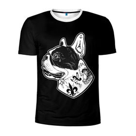 Мужская футболка 3D спортивная с принтом Французский Бульдог в Екатеринбурге, 100% полиэстер с улучшенными характеристиками | приталенный силуэт, круглая горловина, широкие плечи, сужается к линии бедра | bulldog | dog | dogs | franch | бульдог | пес | псы | собака | собакен | собаки | собачка | собачки | французский | щенки | щенок | щеночек | щеночки