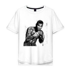 Мужская футболка хлопок Oversize с принтом Myke Tyson 8 в Екатеринбурге, 100% хлопок | свободный крой, круглый ворот, “спинка” длиннее передней части | myke tyson | бокс | боксер | железный майк | нокаут