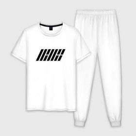 Мужская пижама хлопок с принтом iKON logo в Екатеринбурге, 100% хлопок | брюки и футболка прямого кроя, без карманов, на брюках мягкая резинка на поясе и по низу штанин
 | ikon | k pop | return | айкон