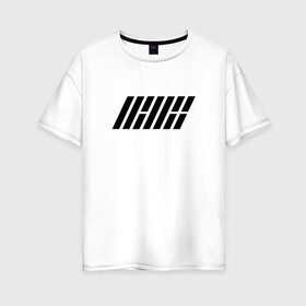 Женская футболка хлопок Oversize с принтом iKON logo в Екатеринбурге, 100% хлопок | свободный крой, круглый ворот, спущенный рукав, длина до линии бедер
 | ikon | k pop | return | айкон