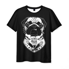 Мужская футболка 3D с принтом Мопс в Екатеринбурге, 100% полиэфир | прямой крой, круглый вырез горловины, длина до линии бедер | dog | dogs | mops | мопс | мопсы | пес | псы | собака | собакен | собаки | собачка | собачки | щенки | щенок | щеночек | щеночки
