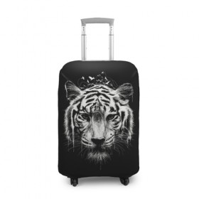 Чехол для чемодана 3D с принтом Dark Tiger в Екатеринбурге, 86% полиэфир, 14% спандекс | двустороннее нанесение принта, прорези для ручек и колес | africa | creepy | dark | desert | predator | scary | tiger | tigers | африка | жуткий | мрачный | пустыня | страшный | тигр | тигренок | тигрица | тигрицы | тигры | тигрята | хищник