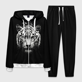 Мужской костюм 3D с принтом Dark Tiger в Екатеринбурге, 100% полиэстер | Манжеты и пояс оформлены тканевой резинкой, двухслойный капюшон со шнурком для регулировки, карманы спереди | africa | creepy | dark | desert | predator | scary | tiger | tigers | африка | жуткий | мрачный | пустыня | страшный | тигр | тигренок | тигрица | тигрицы | тигры | тигрята | хищник