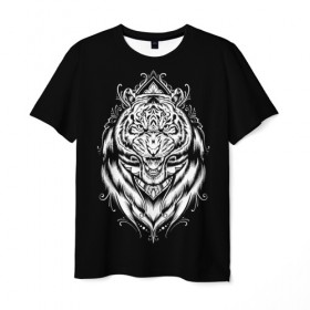 Мужская футболка 3D с принтом Dark Tiger в Екатеринбурге, 100% полиэфир | прямой крой, круглый вырез горловины, длина до линии бедер | Тематика изображения на принте: africa | creepy | dark | desert | predator | scary | tiger | tigers | африка | жуткий | мрачный | пустыня | страшный | тигр | тигренок | тигрица | тигрицы | тигры | тигрята | хищник