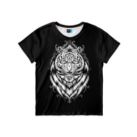 Детская футболка 3D с принтом Dark Tiger в Екатеринбурге, 100% гипоаллергенный полиэфир | прямой крой, круглый вырез горловины, длина до линии бедер, чуть спущенное плечо, ткань немного тянется | Тематика изображения на принте: africa | creepy | dark | desert | predator | scary | tiger | tigers | африка | жуткий | мрачный | пустыня | страшный | тигр | тигренок | тигрица | тигрицы | тигры | тигрята | хищник