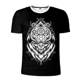 Мужская футболка 3D спортивная с принтом Dark Tiger в Екатеринбурге, 100% полиэстер с улучшенными характеристиками | приталенный силуэт, круглая горловина, широкие плечи, сужается к линии бедра | Тематика изображения на принте: africa | creepy | dark | desert | predator | scary | tiger | tigers | африка | жуткий | мрачный | пустыня | страшный | тигр | тигренок | тигрица | тигрицы | тигры | тигрята | хищник