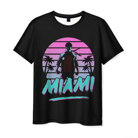 Мужская футболка 3D с принтом Майами в Екатеринбурге, 100% полиэфир | прямой крой, круглый вырез горловины, длина до линии бедер | beach | hot | miami | sun | usa | город | города | жара | лето | майами | море | ночь | отпуск | пальма | пальмы | пляж | солнце | сша