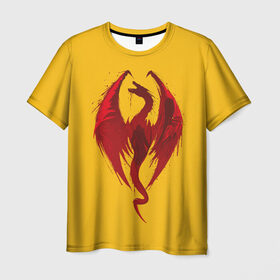 Мужская футболка 3D с принтом Красный Дракон в Екатеринбурге, 100% полиэфир | прямой крой, круглый вырез горловины, длина до линии бедер | age | dragon | dragons | knight | knights | middle | red | viking | vikings | век | века | викинг | викинги | дракон | дракона | драконы | как | красный | приручить | рыцари | рыцарь | средние | средний