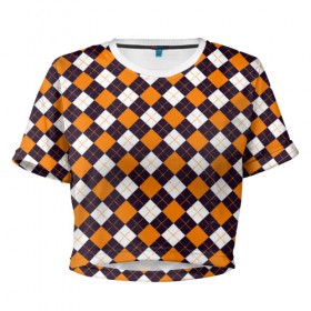 Женская футболка Cropp-top с принтом Оранжевая классика в Екатеринбурге, 100% полиэстер | круглая горловина, длина футболки до линии талии, рукава с отворотами | Тематика изображения на принте: 