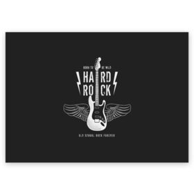Поздравительная открытка с принтом HARD ROCK ГИТАРА в Екатеринбурге, 100% бумага | плотность бумаги 280 г/м2, матовая, на обратной стороне линовка и место для марки
 | гитара | крылья | металл | музыка | рок | струны