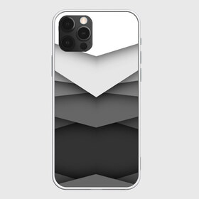 Чехол для iPhone 12 Pro Max с принтом Бумажные полосы в Екатеринбурге, Силикон |  | Тематика изображения на принте: белый | геометрия | полосы | серый | треугольник | черный