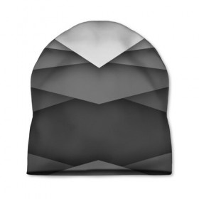 Шапка 3D с принтом Бумажные полосы в Екатеринбурге, 100% полиэстер | универсальный размер, печать по всей поверхности изделия | белый | геометрия | полосы | серый | треугольник | черный