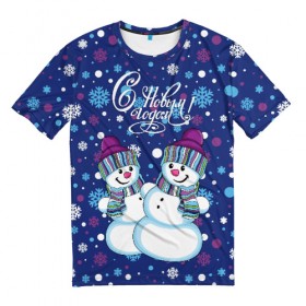 Мужская футболка 3D с принтом Снеговики в Екатеринбурге, 100% полиэфир | прямой крой, круглый вырез горловины, длина до линии бедер | Тематика изображения на принте: верховный | год | дизайнерск | зима | искусство | картинка | круто | лучший | мода | молодёжная | морковка | новый год | подарок | поздравление | праздник | рисунок | рождество | с новым годом | снег