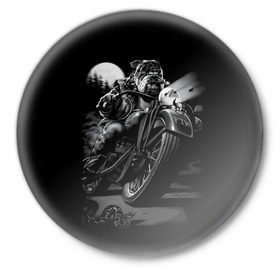 Значок с принтом Biker dog / Пёс-байкер в Екатеринбурге,  металл | круглая форма, металлическая застежка в виде булавки | biker | choper | harleydavidson | moto | motorcycle | romantic | байкер | мото | моторомантик | пёс | романтик | собака | харлей | чопер