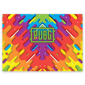 Поздравительная открытка с принтом PUBG Rainbow в Екатеринбурге, 100% бумага | плотность бумаги 280 г/м2, матовая, на обратной стороне линовка и место для марки
 | battle | battlegrounds | chicken | dinner | playerunknown’s | royale | winner | битва | королевская