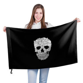 Флаг 3D с принтом Sketchy Cat Skull в Екатеринбурге, 100% полиэстер | плотность ткани — 95 г/м2, размер — 67 х 109 см. Принт наносится с одной стороны | 