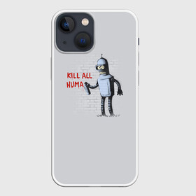 Чехол для iPhone 13 mini с принтом Bender   Kill all human в Екатеринбурге,  |  | Тематика изображения на принте: bender | fry | futurama | planet express | бендер | гипножаба | зойдберг | лила | фрай | футурама